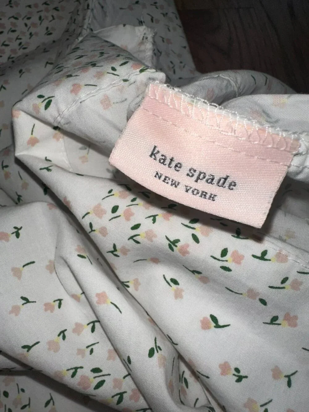 Kate Spade Pink & Green Ditsy Floral Print Standard/Queen Set of 2 Pillowcases